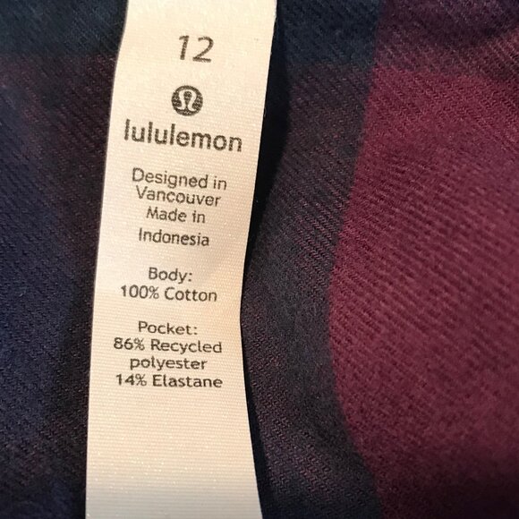 NWOT Lululemon Full Day Ahead Shirt Flannel Plaid 100% Cotton Size 12 - Picture 8 of 8